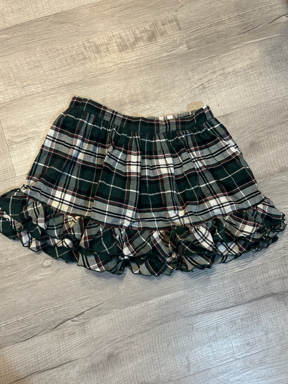 SweetHoney Green Plaid Ruffle Pull On Skort Gil’s Size 10Y